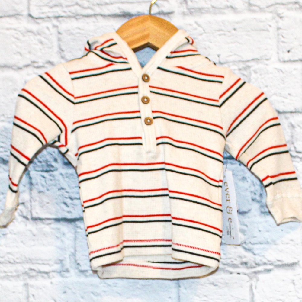 New! 6M Long Sleeve Red and Navy Stripe Shirt